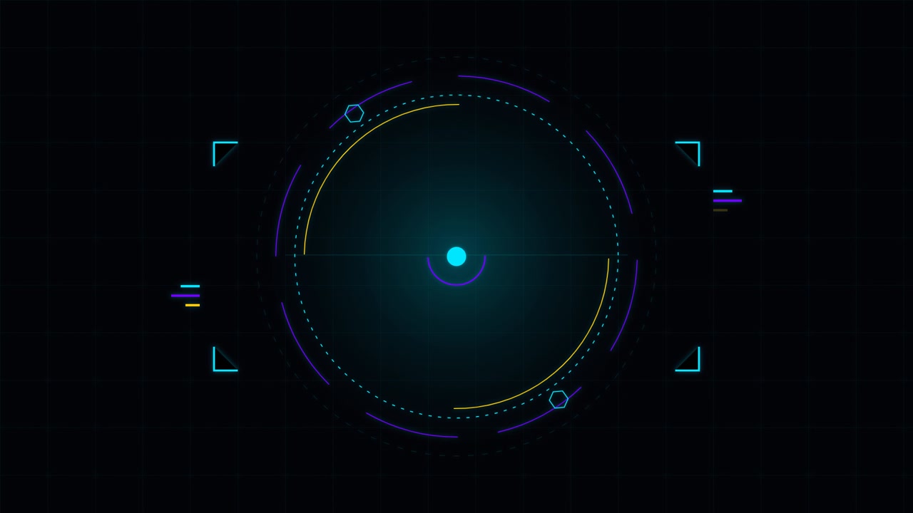 Futuristic Digital HUD Interface with Rotating Circular Elements