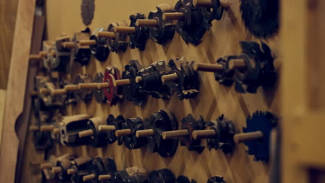 organized display of router bits for woodworking