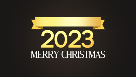 2023-Und-Frohe-Weihnachten-Mit-Goldenem-Band-Auf-Schwarzem-Farbverlauf