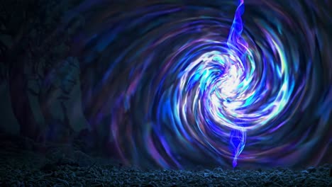 mystical spiral vortex in a dark forest