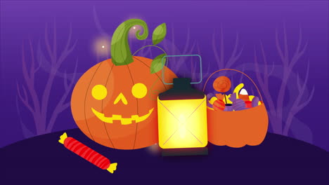 calabaza de halloween y linterna