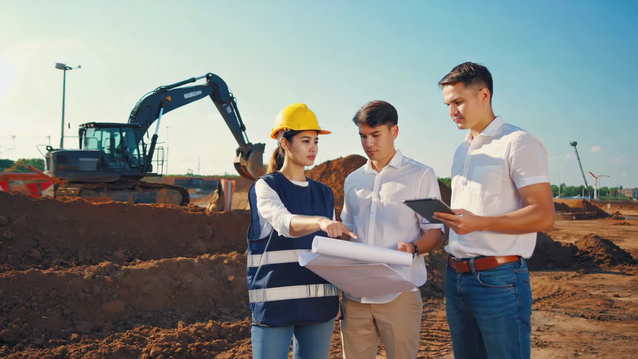 Construction Team Planning at Construction Site
