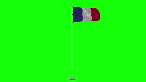 france 3d illustration of the waving flag on a pole with chroma key