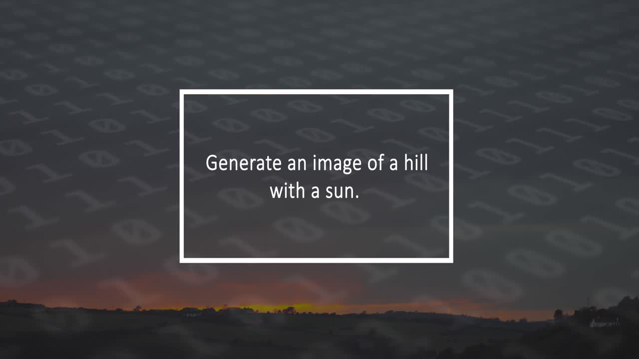 텍스트의 애니메이션, 데이터 처리 및 풍경 위의 이진 코딩