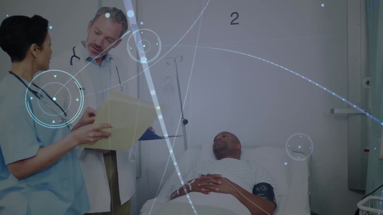 animación de la red de conexiones entre diversos médicos y pacientes