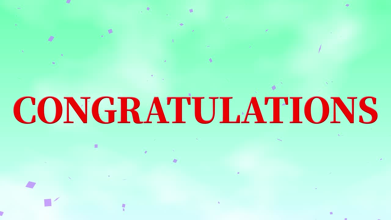 CONGRATULATIONS message text animation motion graphics