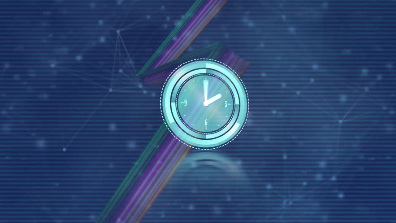 Animazione di orologio su rete di connessioni