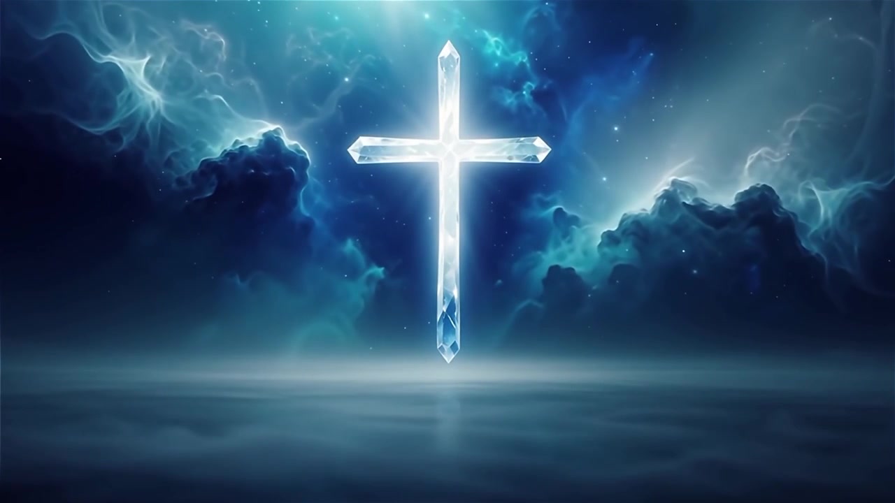 Christian Cross Heavenly Light Worship Background