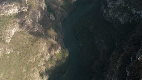 scenery of rocky mountainscape and wild river forest in sumidero canyon, chiapas state, southern mexico