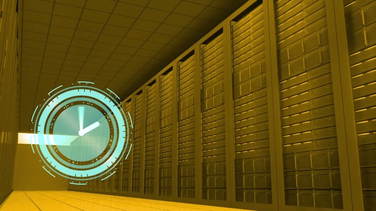 Animation of clock over server room