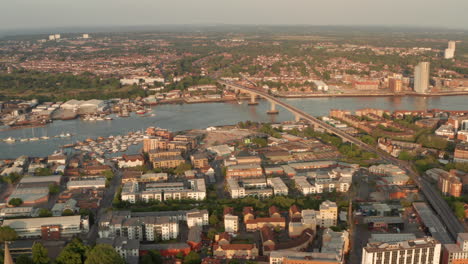 aerial shot towards itchen toll bridge southampton