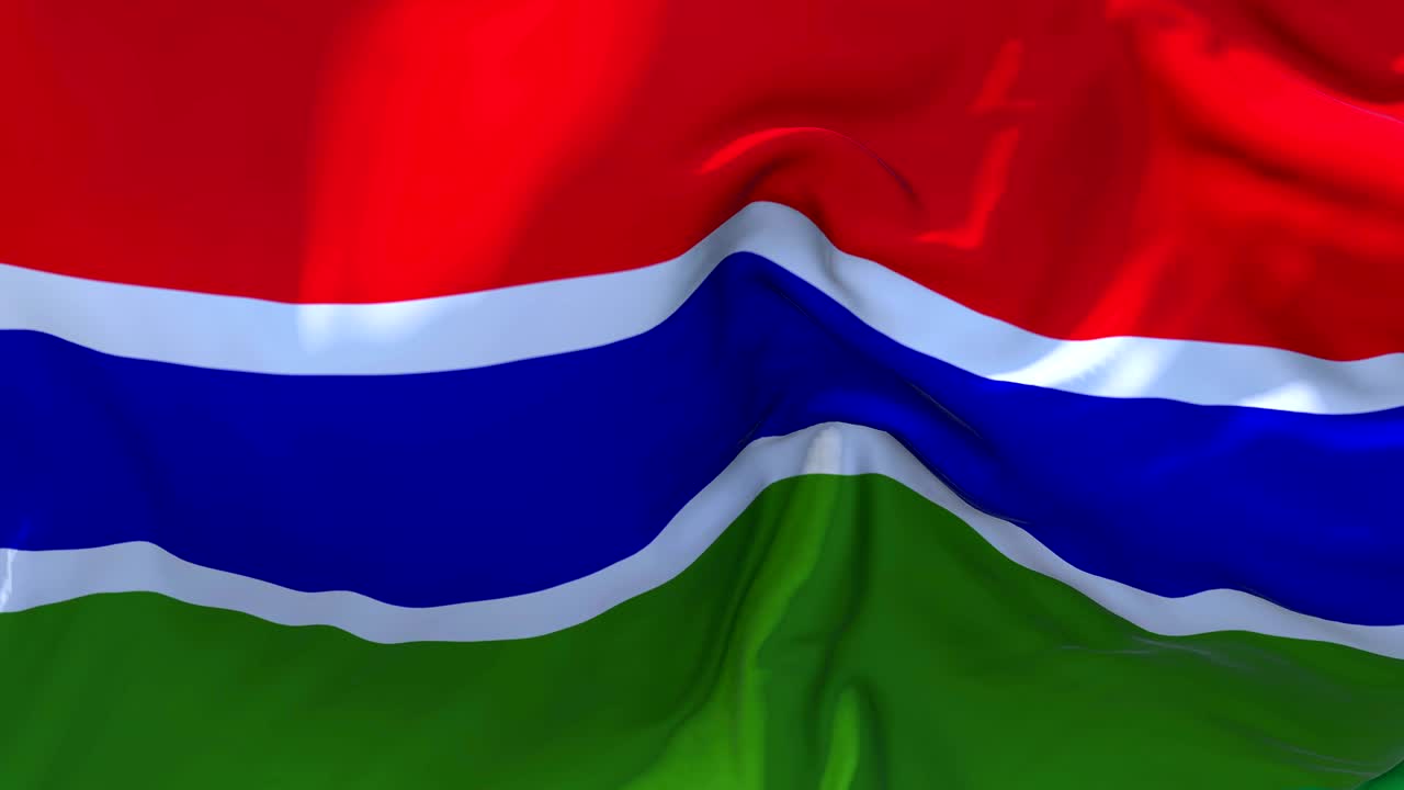 바람 속 느린 동작 애니메이션에서 감비아 발을 흔들고, 4k 현실적인 직물 질감 발이 바람이 불어오는 날에 부드럽게 부는 연속적인 원활한 루프 배경.