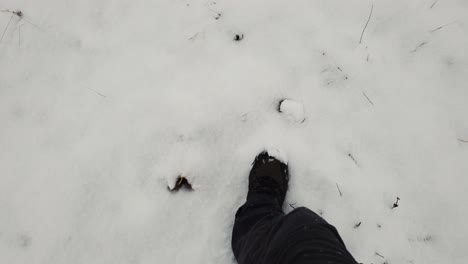 man walking on the snow fpv