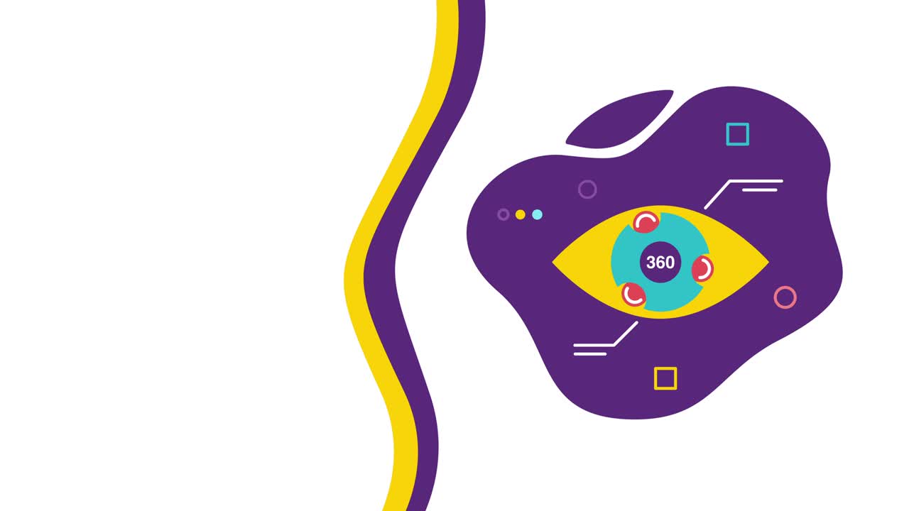 video 4k de diseño de ojos tecnológicos de dibujos animados en fondo blanco.