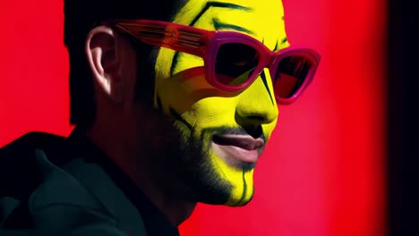 man with artistic face paint and sunglasses