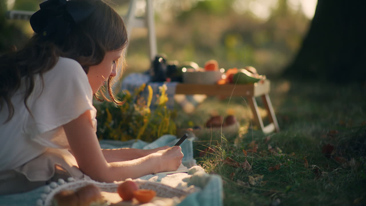 Girl writing dreams and thoughts in notebook