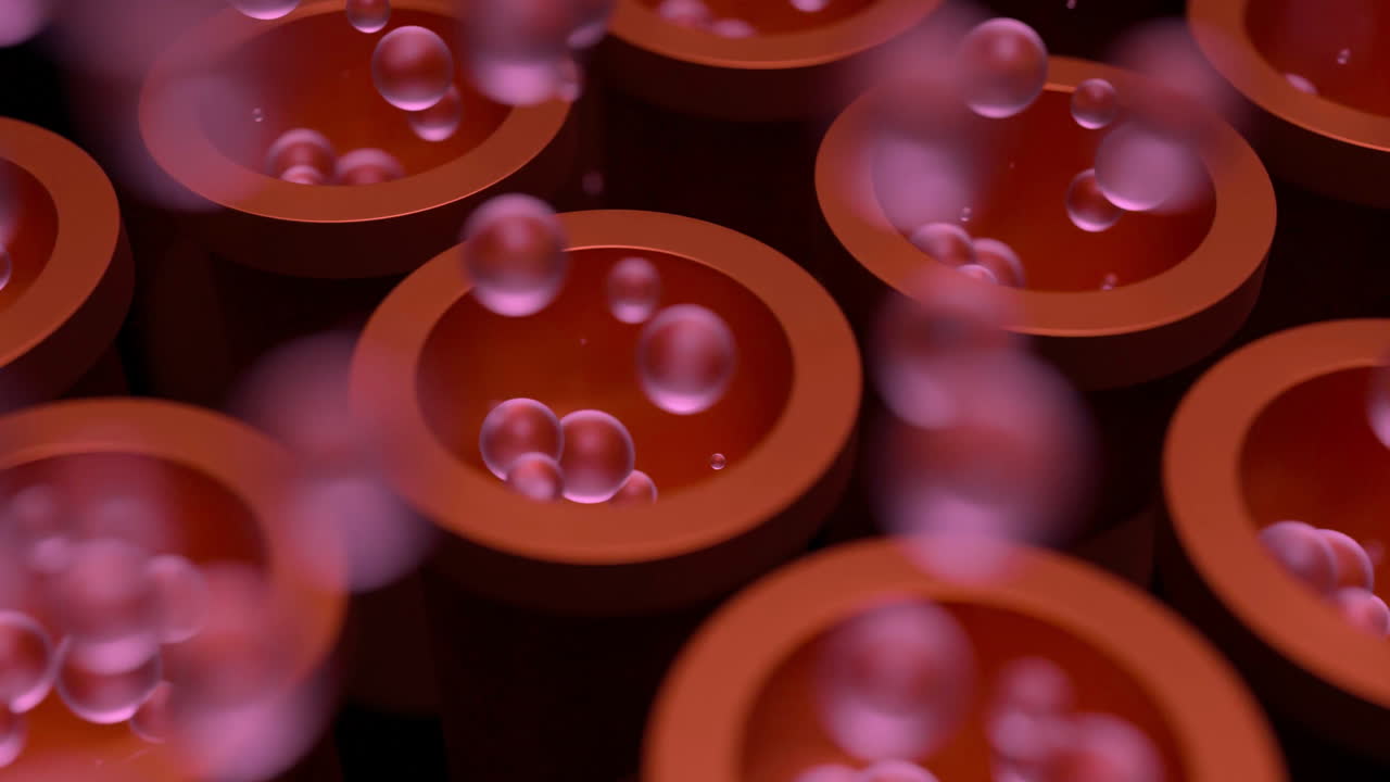 은 원과 떠다니는 구를 가진 추상적인 기하학적 배경