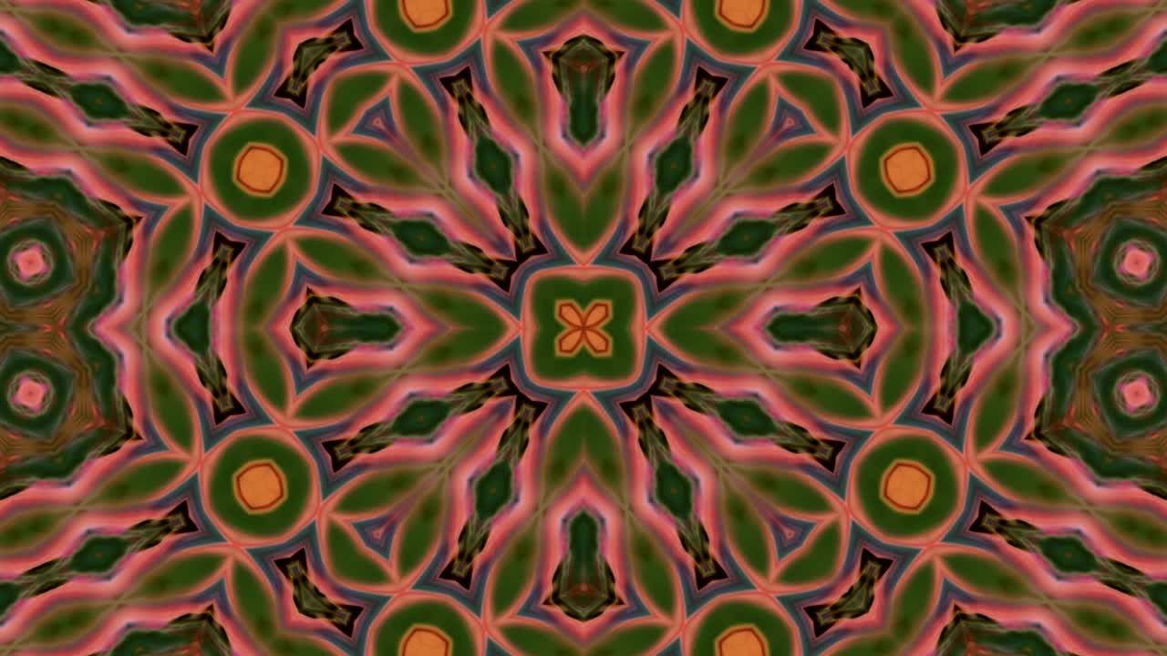 movimiento de caleidoscopio abstracto círculo geométrico y formas de estrellas