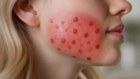 woman with acne on her face