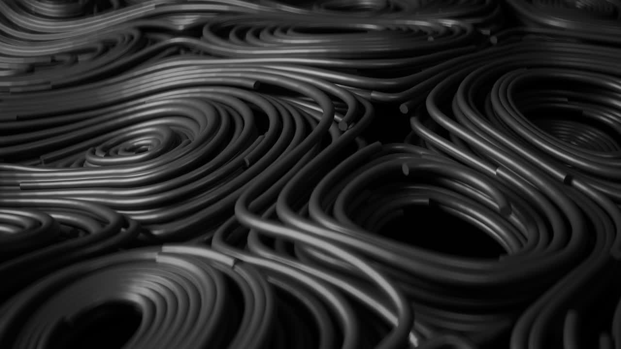 Black floating topographic abstract round field