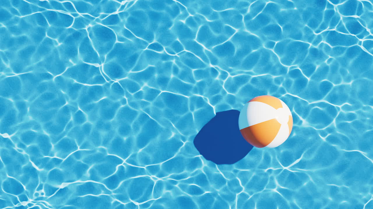 Loop animation of beach ball with wave water, 3d rendering.