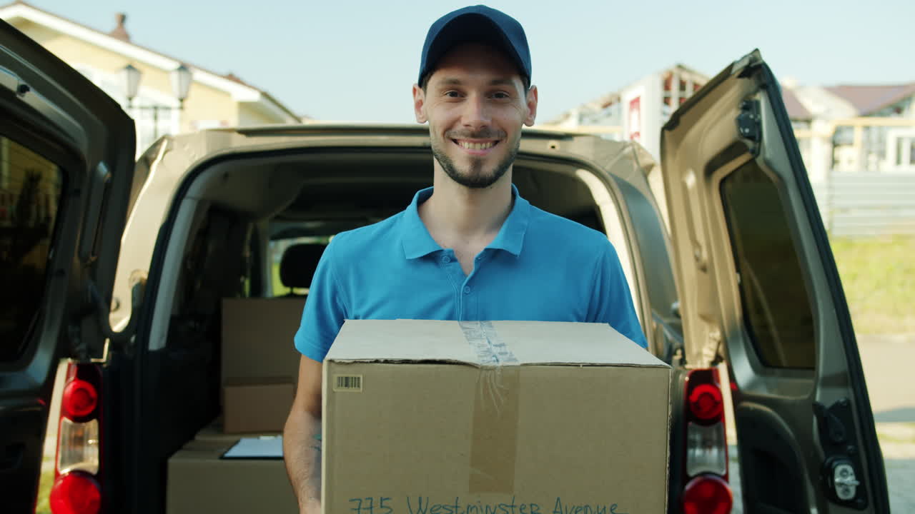 persona de entrega con el paquete