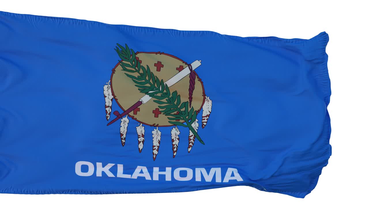 флаг оклахомы изолированная реалистичная анимация. беспрерывный цикл, 4k