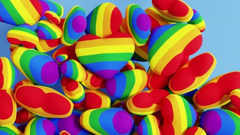 isolated hearts wirh the lgtbi multicolor flag. 3d render