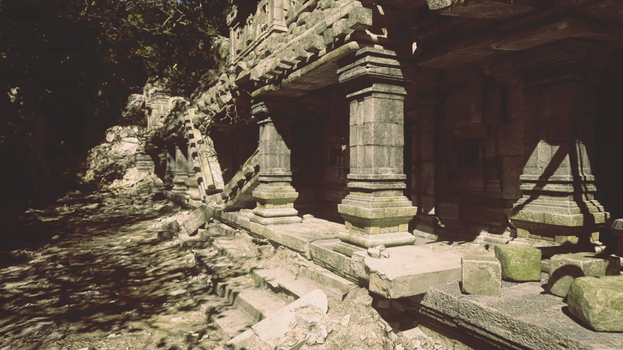 Timeworn monument showcasing intricate reliefs and atmospheric decay