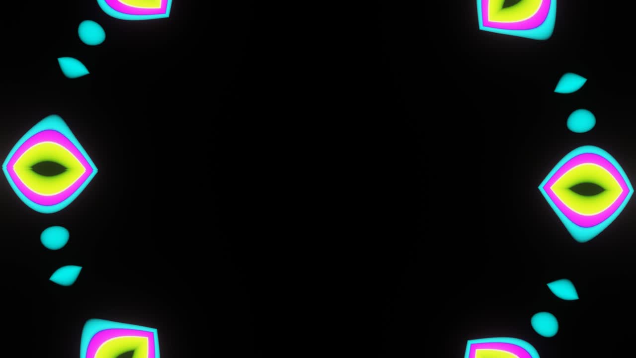 Neon pulsation of an abstract multi-colored flower.