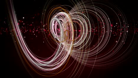 animación futurista con objeto de rayas y partículas parpadeantes en cámara lenta, 4096x2304 bucle 4k