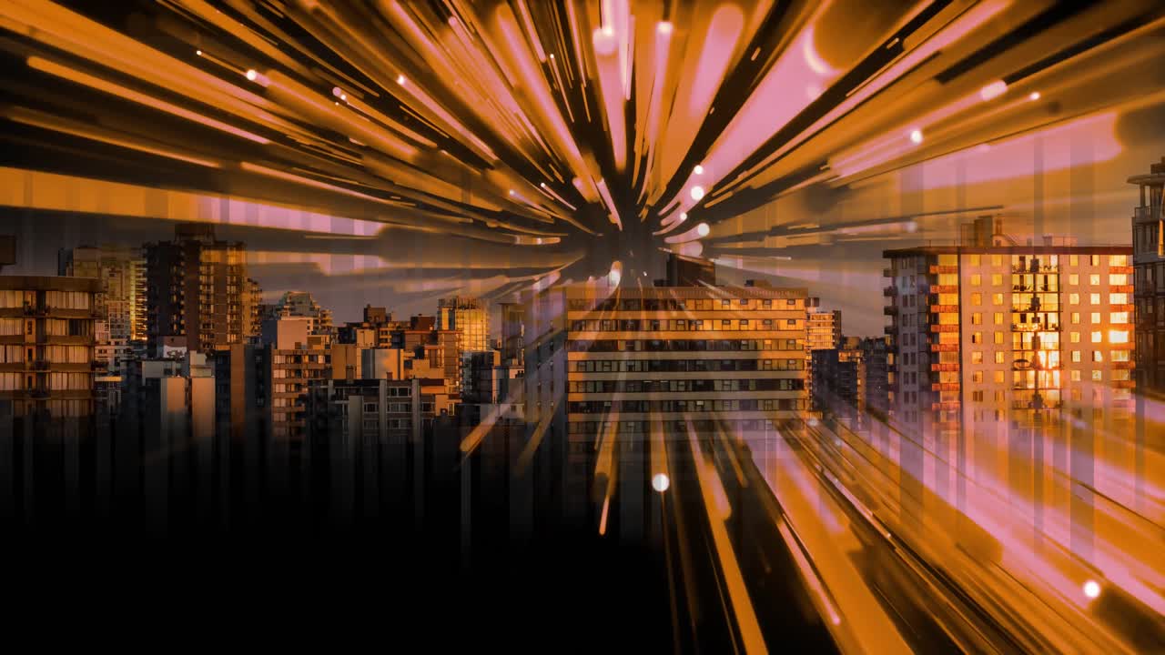 animación del procesamiento de datos, el paisaje urbano y las conexiones