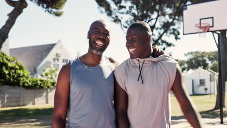father and son bonding on the basketball court