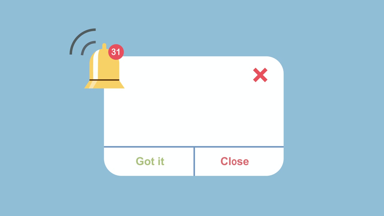 Icona Animata a Campana di Notifica con Contatore su Finestra Pop-up