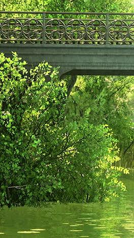 a bridge over a river in a park