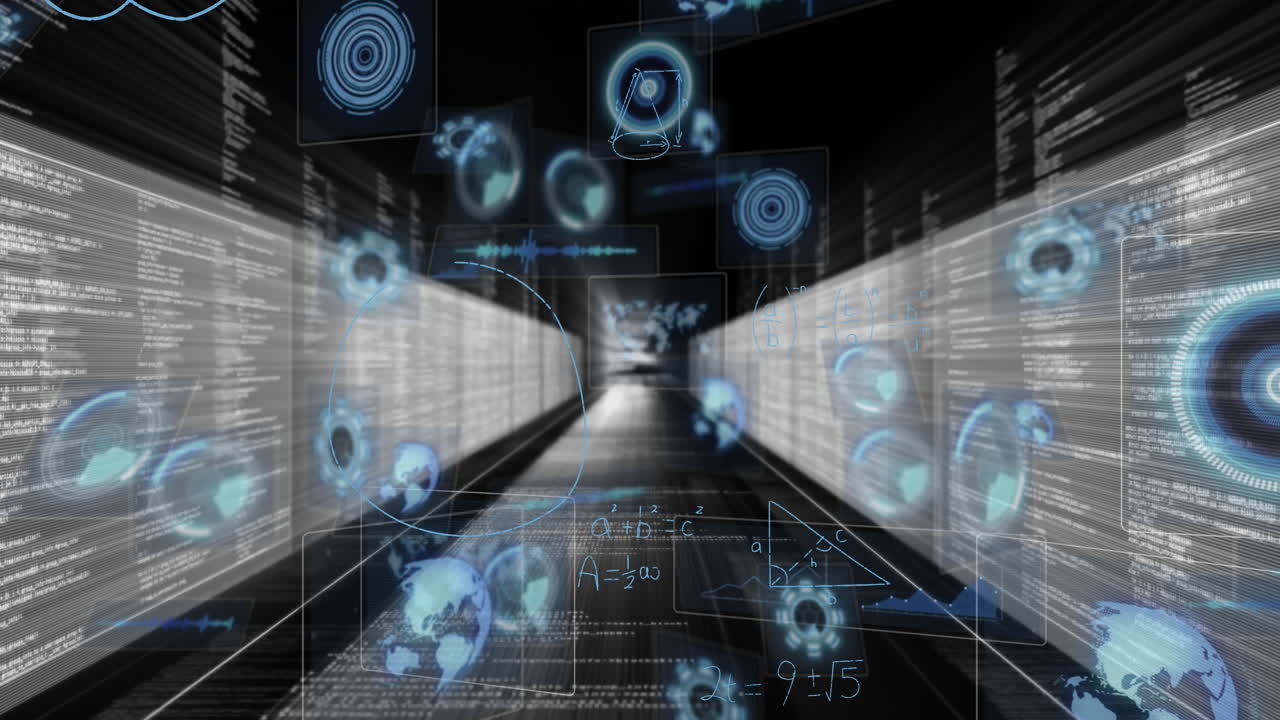 animazione dell'elaborazione dei dati su server informatici