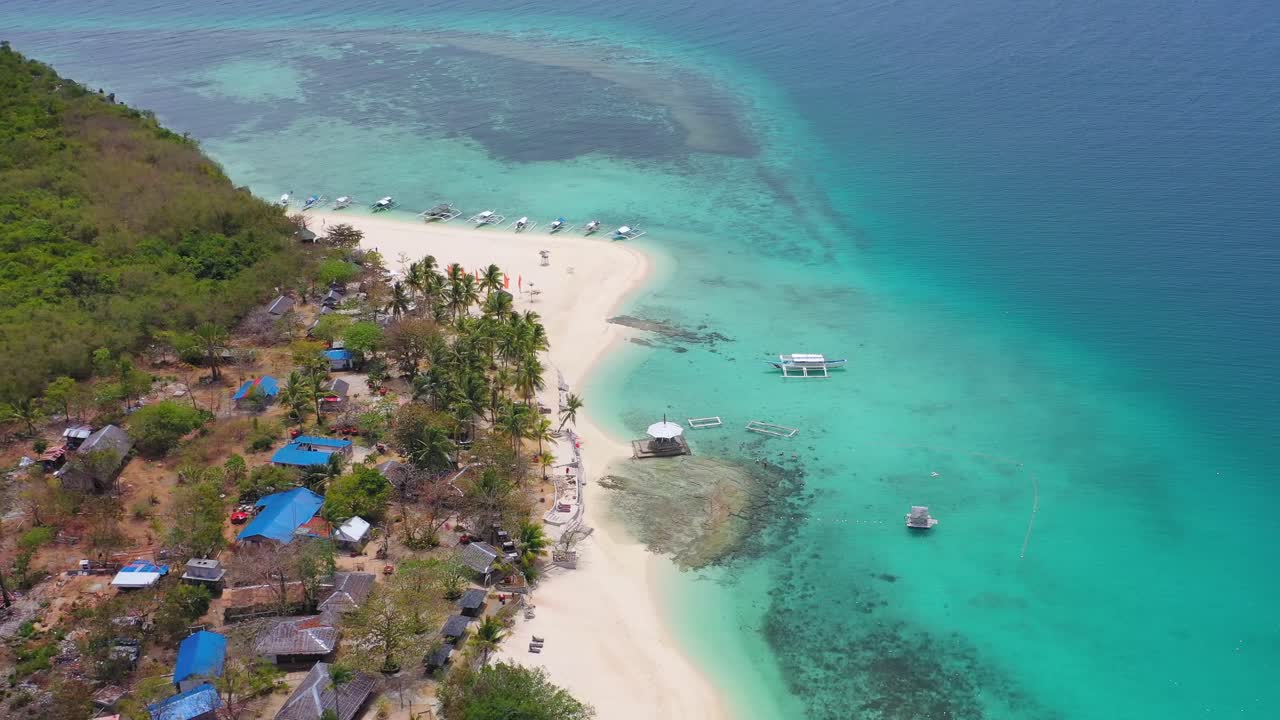 Tropical beach Boracay. Clear turquoise water. Luxury vacations. Aerial view