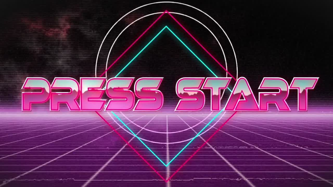 디지털 추상 공간에서 프레스 시작의 애니메이션