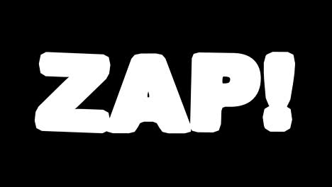 abstract 3d animation of appearance of word zap!. animation with alpha channel