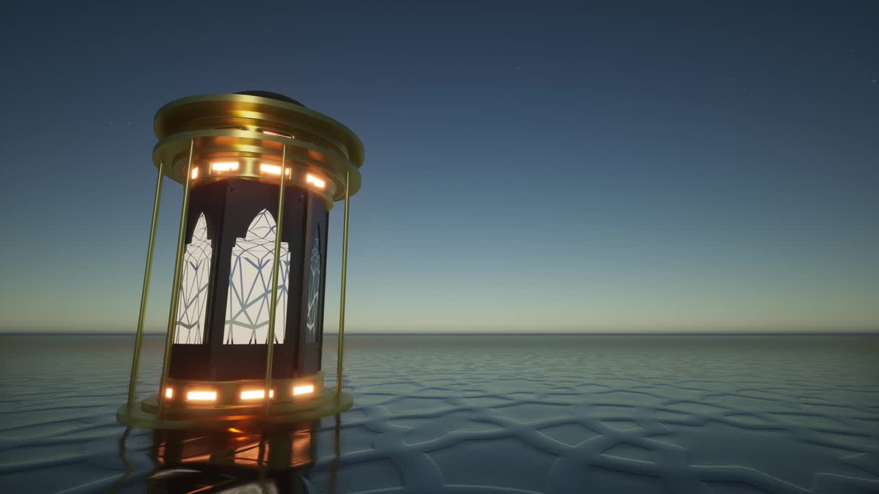 decoración islámica y linterna 4k