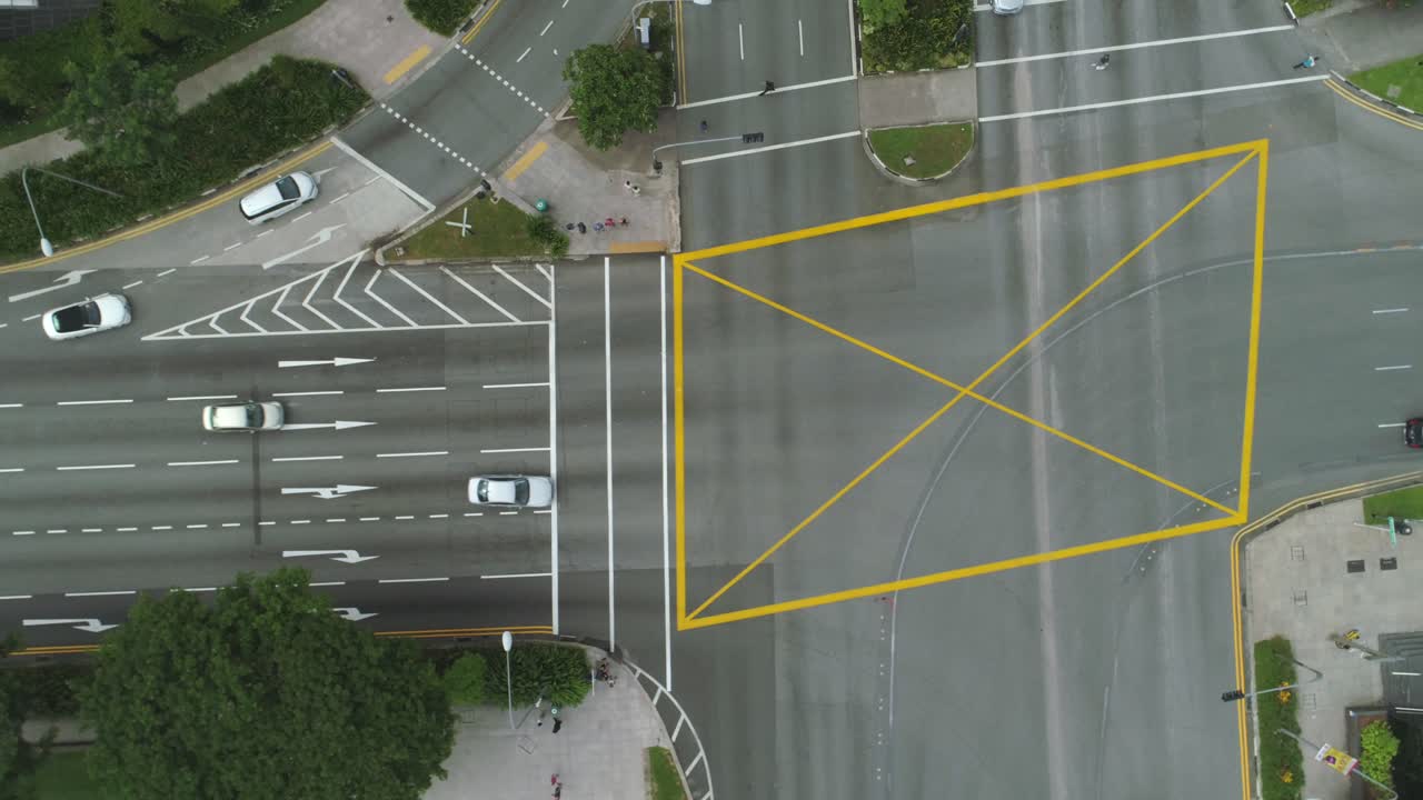 vista aérea de una intersección de calles de la ciudad