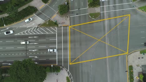aerial view of a city street intersection