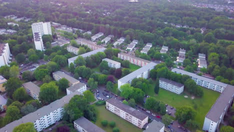 cityscape of residential area with modern apartment buildings in bremen, germany - aerial shot