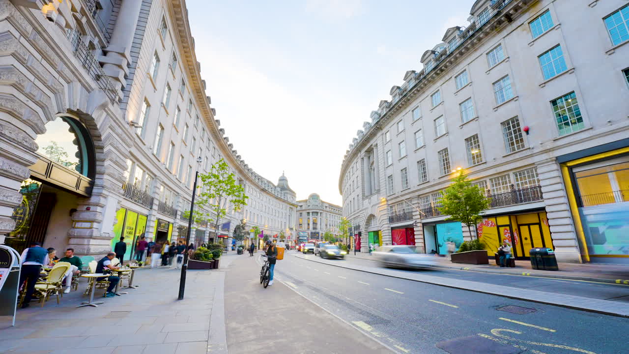 London City Street Scene with Bus and Pedestrians