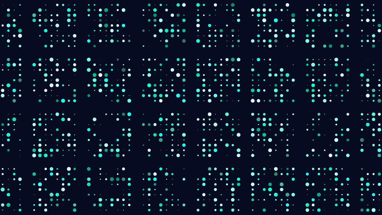 Pixelated blue and green pattern on dark background