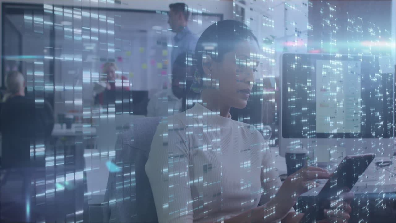 animación de columnas móviles sobre diversas personas de negocios