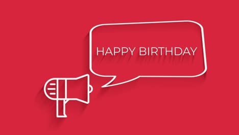feliz cumpleaños texto oro animaiton, feliz día de nacimiento megáfono con texto de burbuja de habla en fondo de pantalla verde