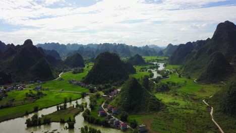 serene aerial view of ban gioc waterfalls and lush green landscape