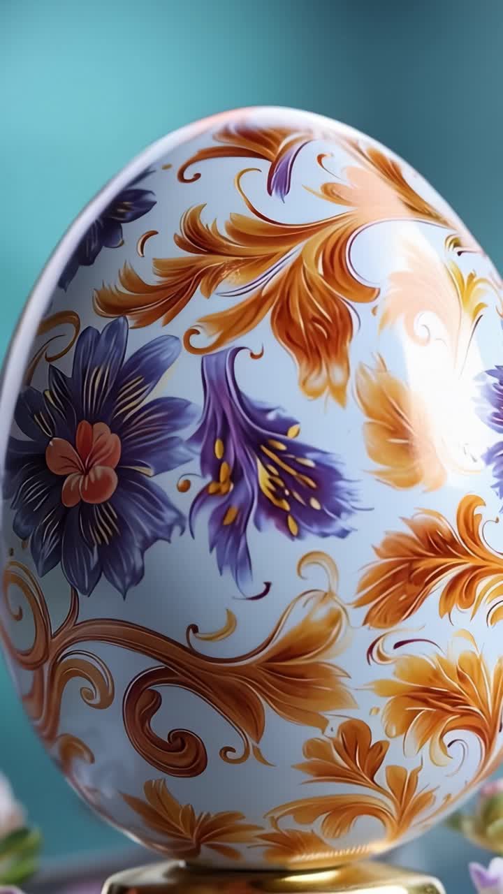 Beautifully Crafted Decorative Egg with Intricate Floral Patterns in Vibrant Colors Showcasing an Elegant Design for Seasonal Celebrations and Festive Decor