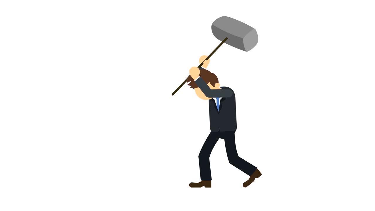 벽을 깨는 사업가: 자유와 도전 개념: 평평한 스타일의 루프 일러스트레이션